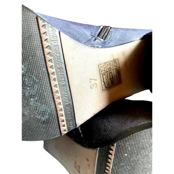 Davos Gomma Womens Leather Side Zip Block Heel Boots Round Toe Size 6.5US Blue - Picture 9 of 9